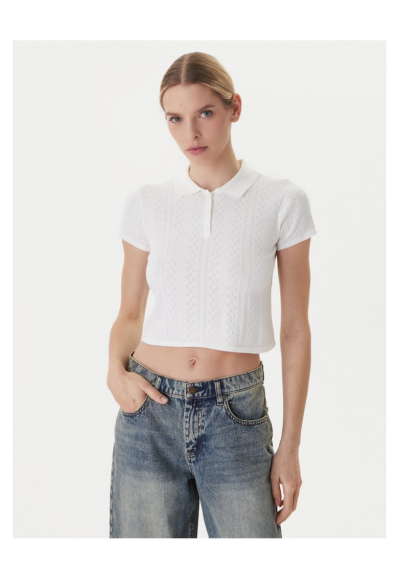 Tricou dama - alb - acril/poliester/bumbac