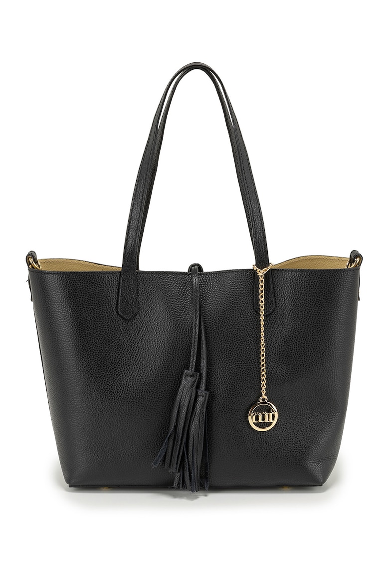 Geanta shopper de piele - Negru