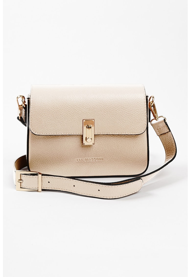 Geanta crossbody din piele cu detaliu cu logo in relief - Crem