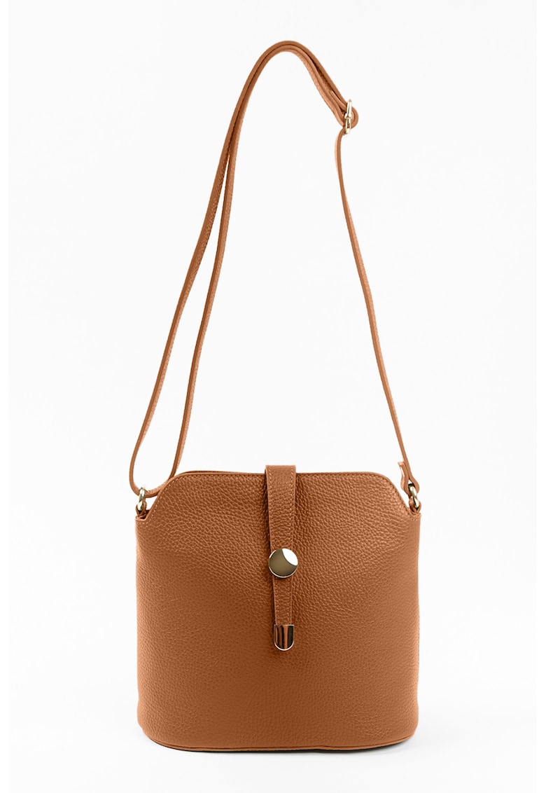 Geanta crossbody de piele cu bareta ajustabila - Caramel