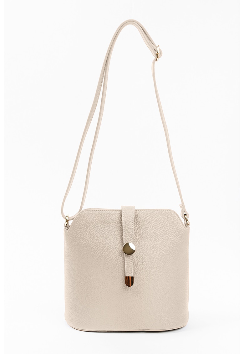 Geanta crossbody de piele cu bareta ajustabila - Bej