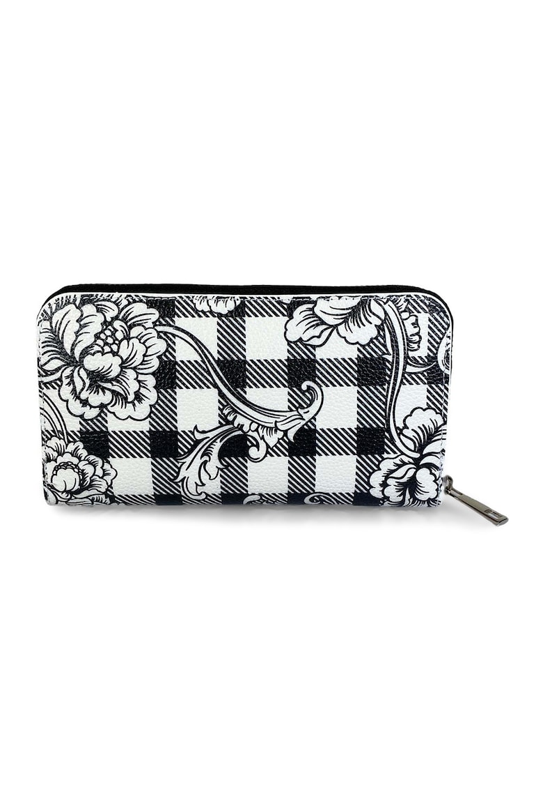 Portofel de piele cu buzunar cu fermoar - Alb/Negru