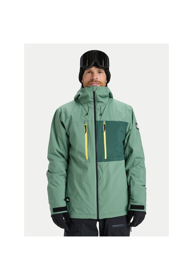 Geaca de snowboard barbati - verde - poliester - fermoar -