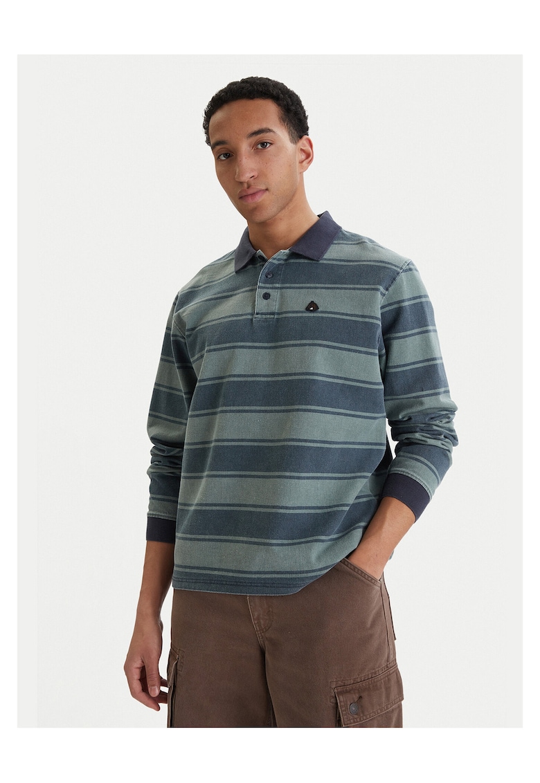 Tricou barbati - dungi - verde - bumbac