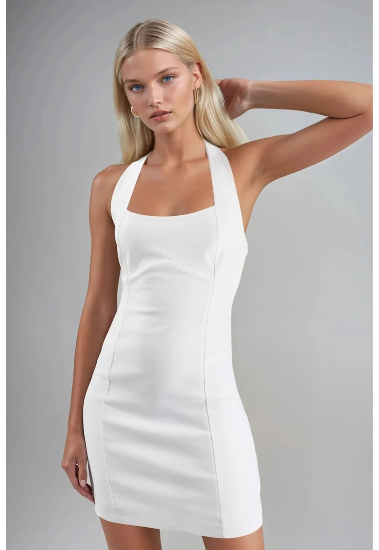 Rochie Mini Bodycon - Alb - Bumbac-Elastan-Poliester