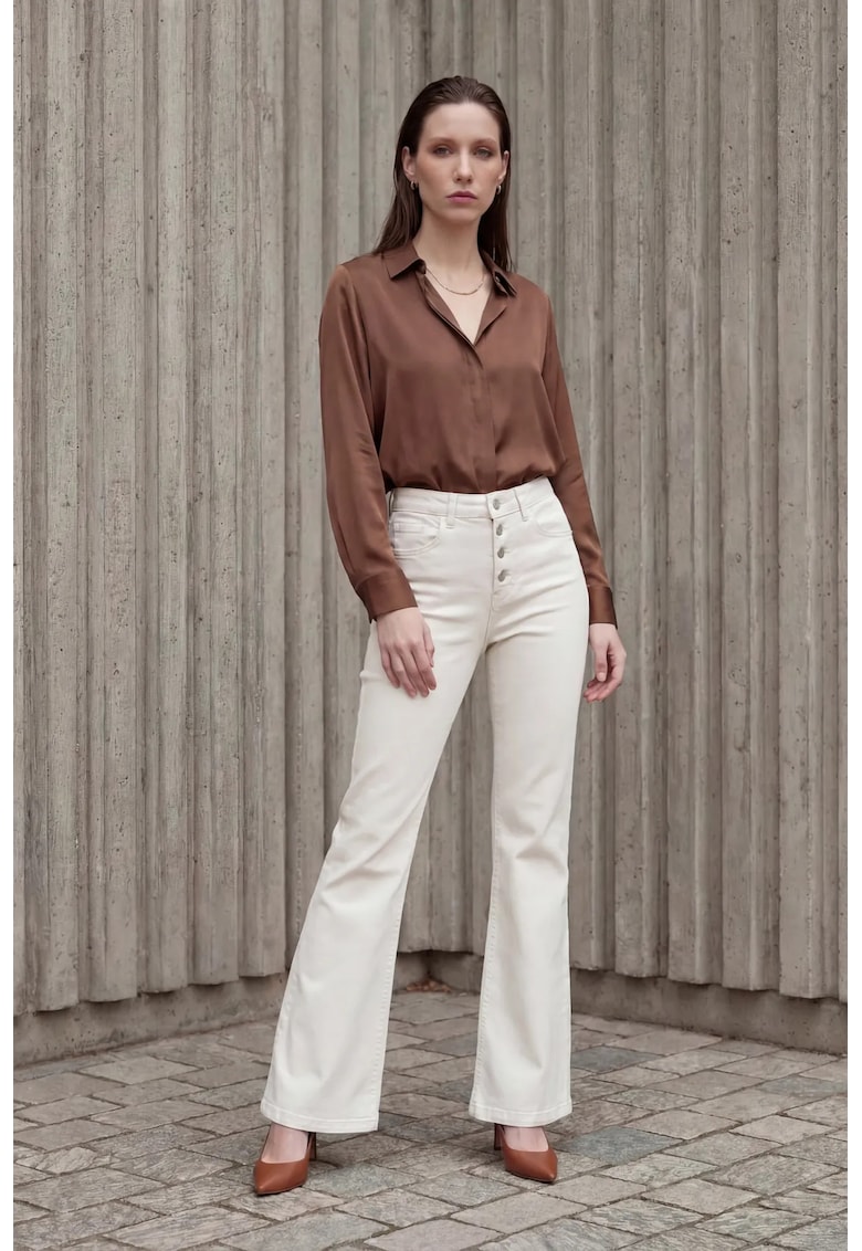 Pantaloni dama - evazati - crem - denim