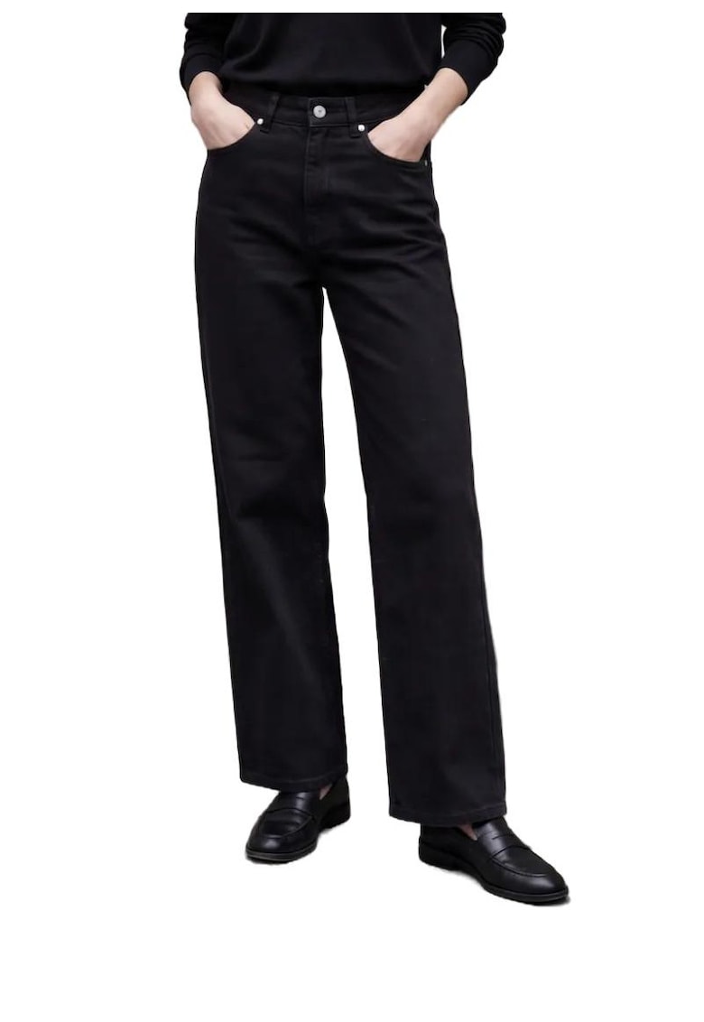 Blugi dama - talie inalta - croiala larga - negru - denim -