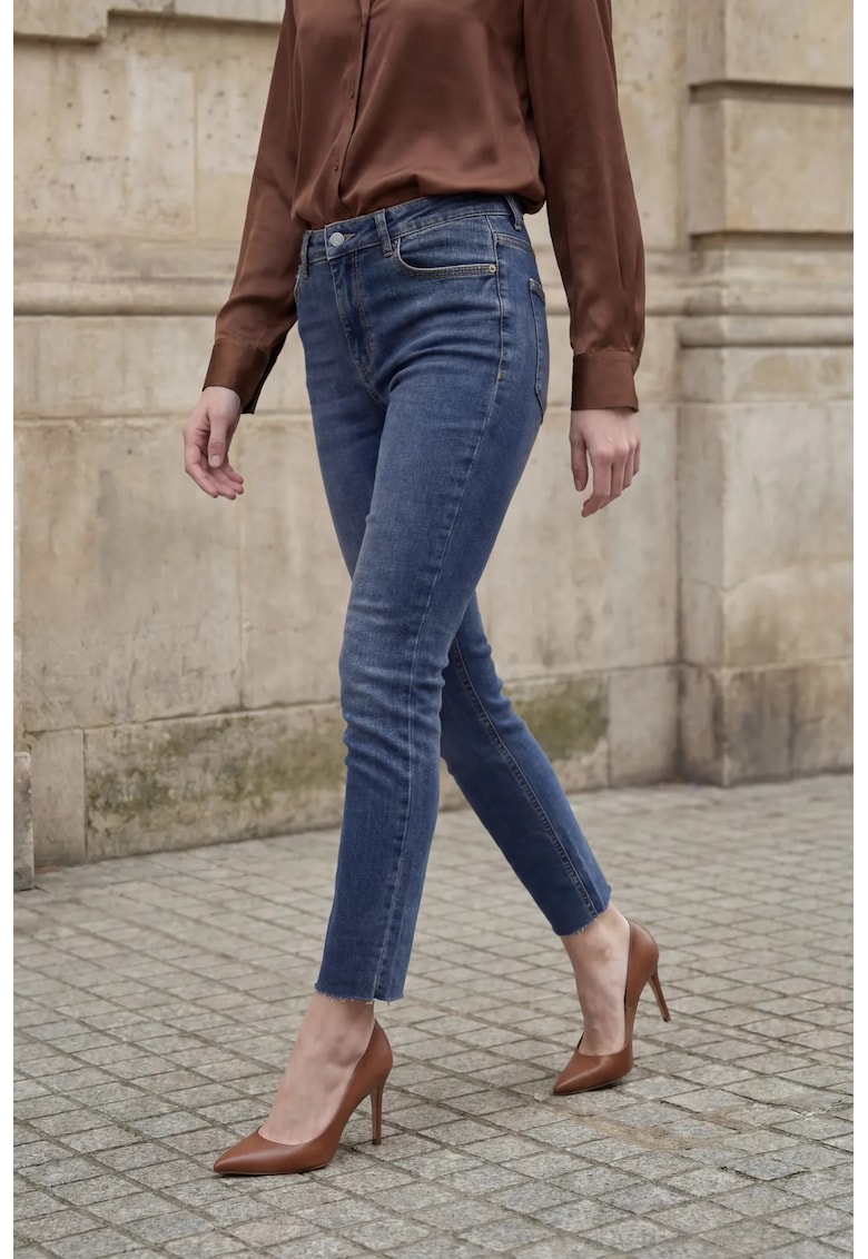 Blugi dama skinny - talie inalta - albastru - denim