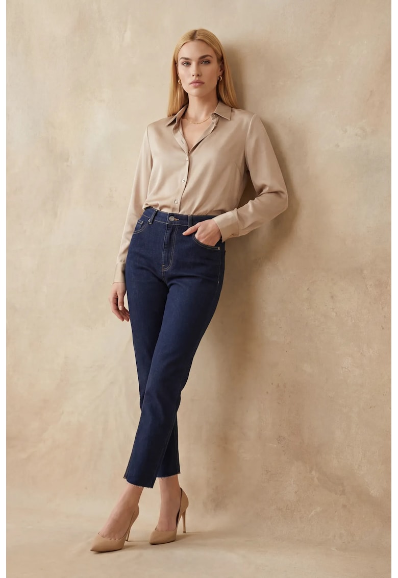 Blufi dama - skinny - talie inalta - albastru marin