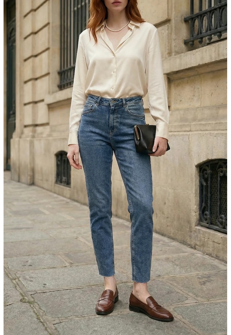 Blugi dama - skinny - talie inalta - albastru - denim