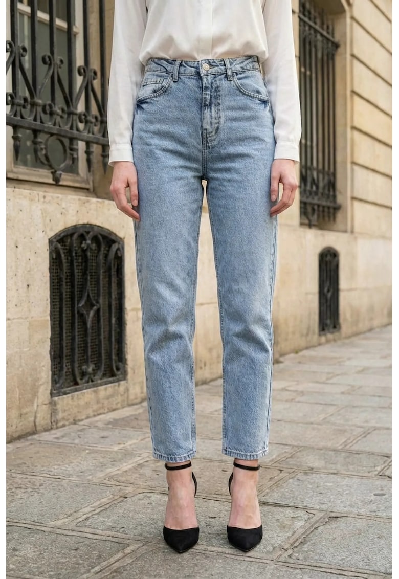 Blugi dama - Slim Fit - talie inalta - albastru - denim