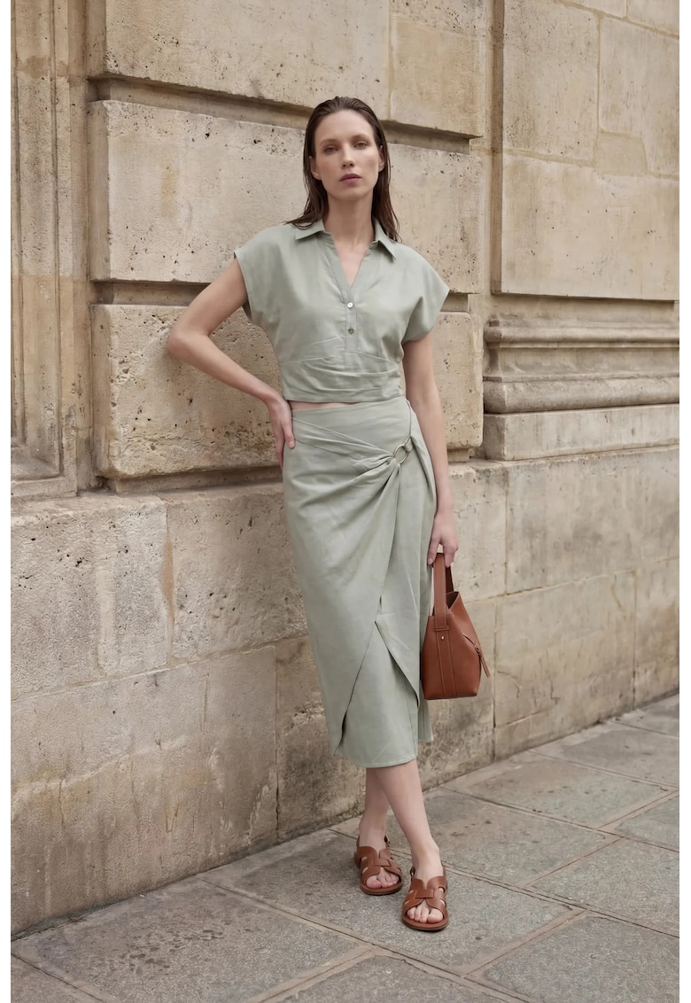 Compleu dama - doua piese - talie inalta - Verde salvie