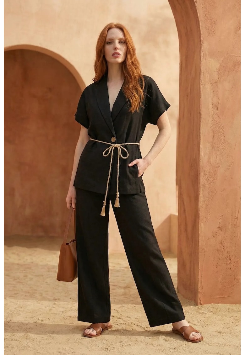 Compleu dama - din doua piese - decolteu in V - negru