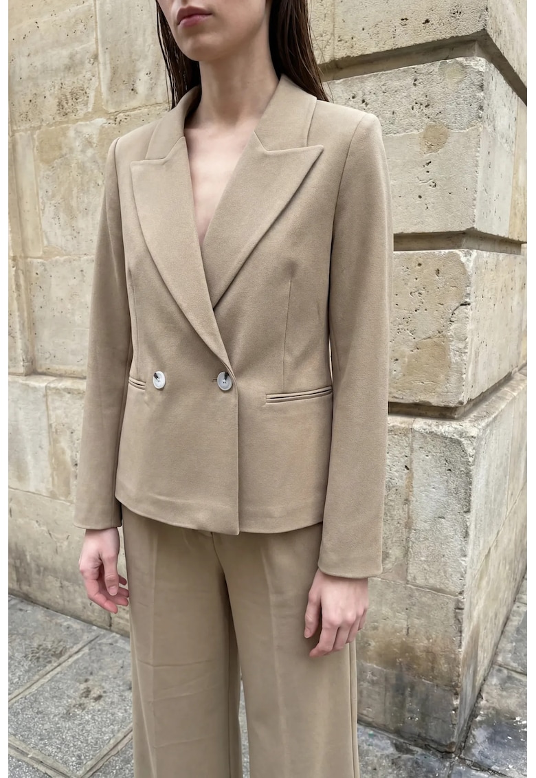 Sacou dama - clasic - maro camel - textil -