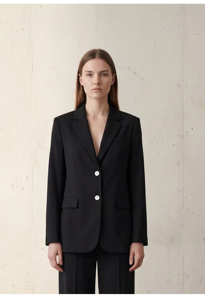 Sacou dama - bumbac si in - negru - cu nasturi