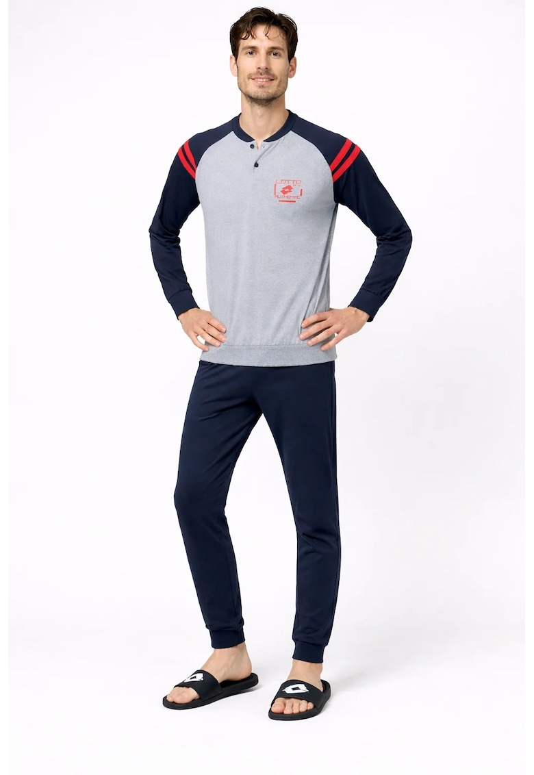 Pijama cu maneci raglan si pantaloni lungi - Gri