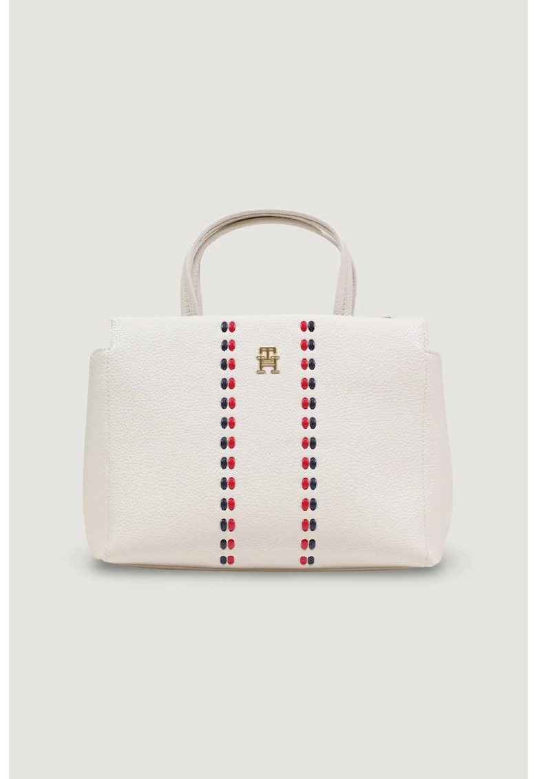 Geanta crossbody din piele ecologica cu detalii contrastante - Crem