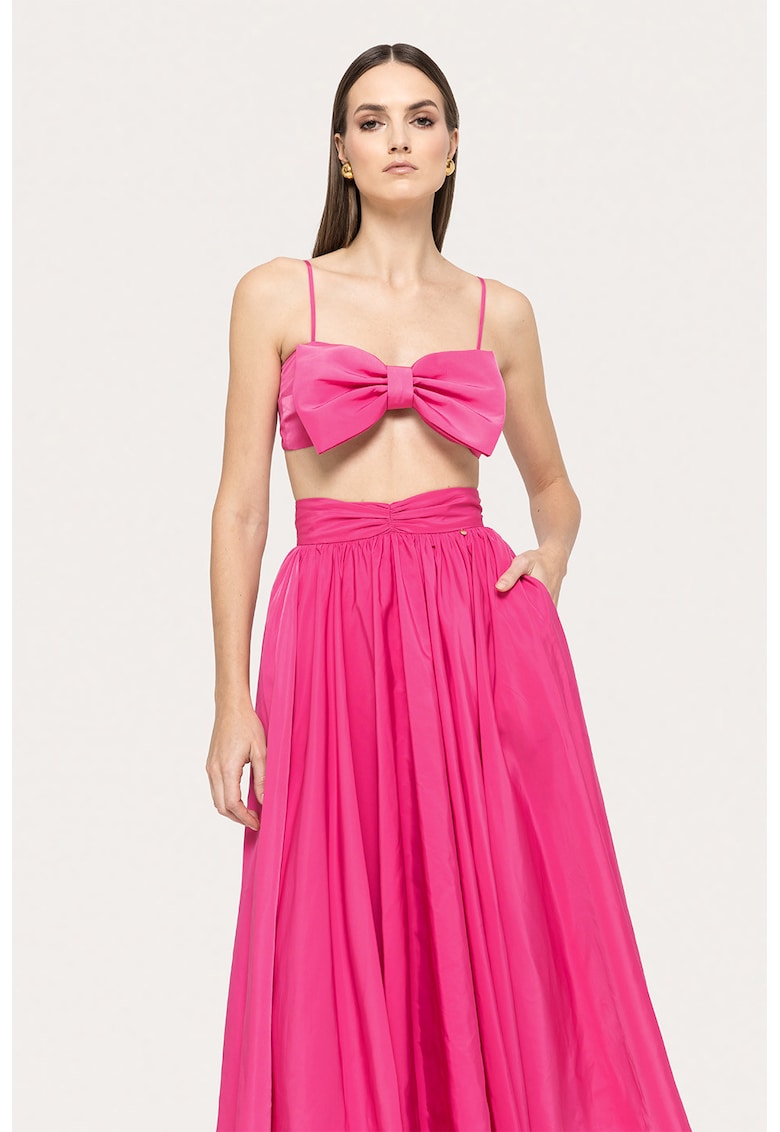 Fusta plisata evazata cu talie inalta - Fucsia