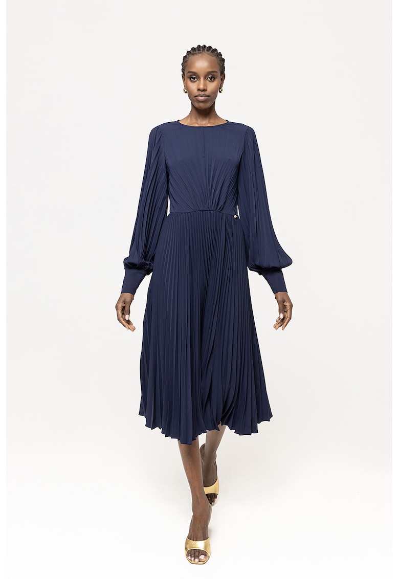 Rochie midi plisata - Bleumarin