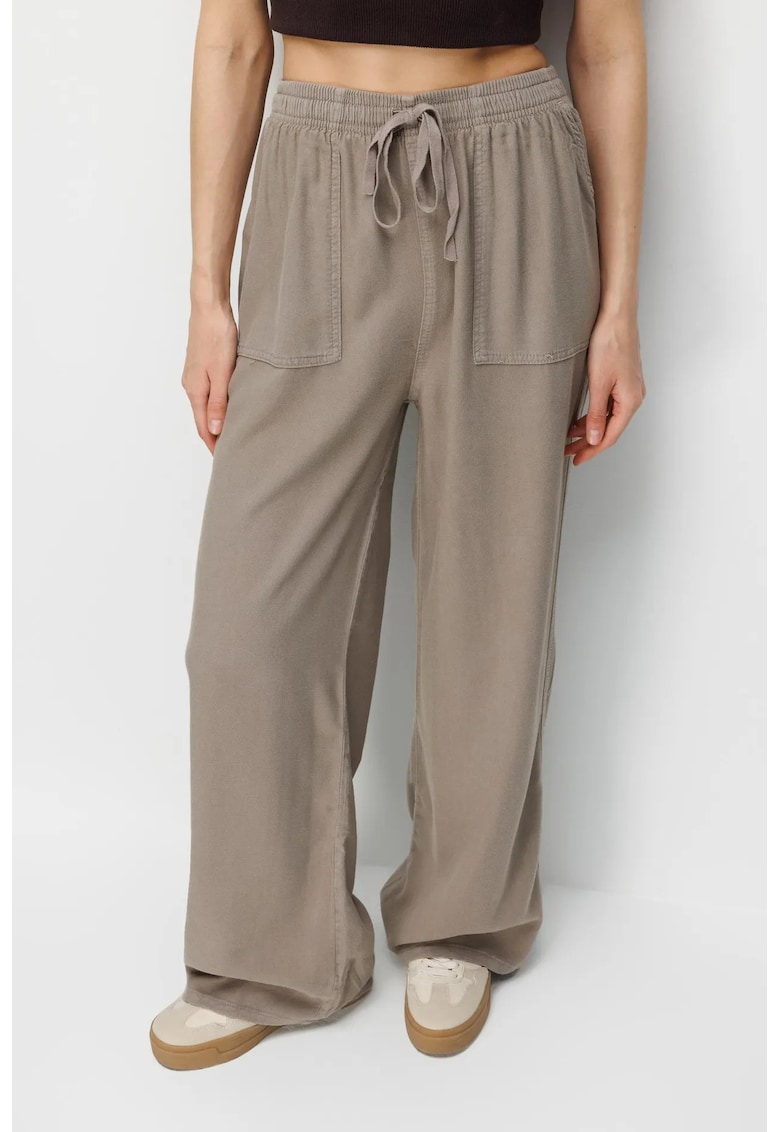 Pantaloni dama - talie elastica - bej - 100% bumbac