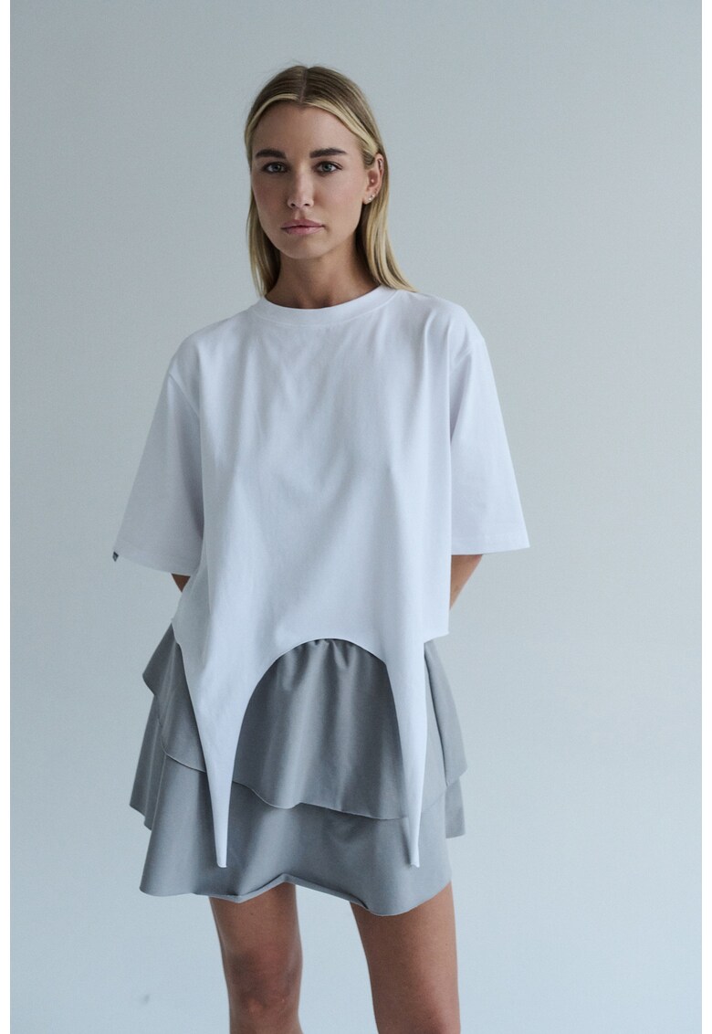 Tricou cu model asimetric Nela - Alb