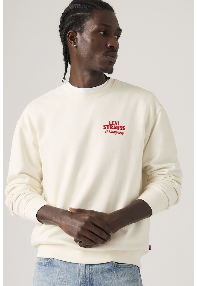 Bluza de trening relaxed fit de bumbac - Rosu/Crem