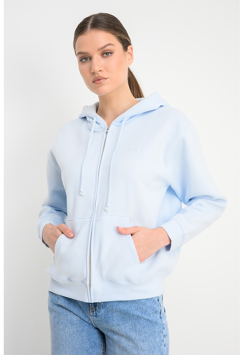 Hanorac cu maneci cazute si fermoar Everyday - Albastru pastel