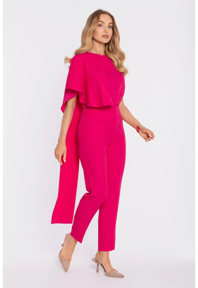 Salopeta uni cu maneca asimetrica - - Fucsia