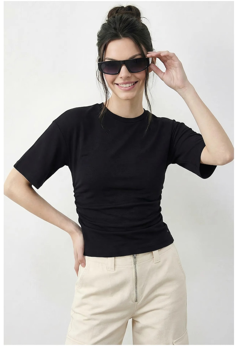 Tricou dama - Regular Fit - negru - bumbac-elastan