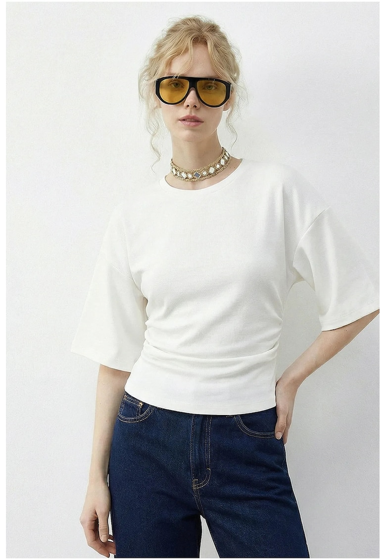 Tricou dama Regular Fit - alb - bumbac-elastan