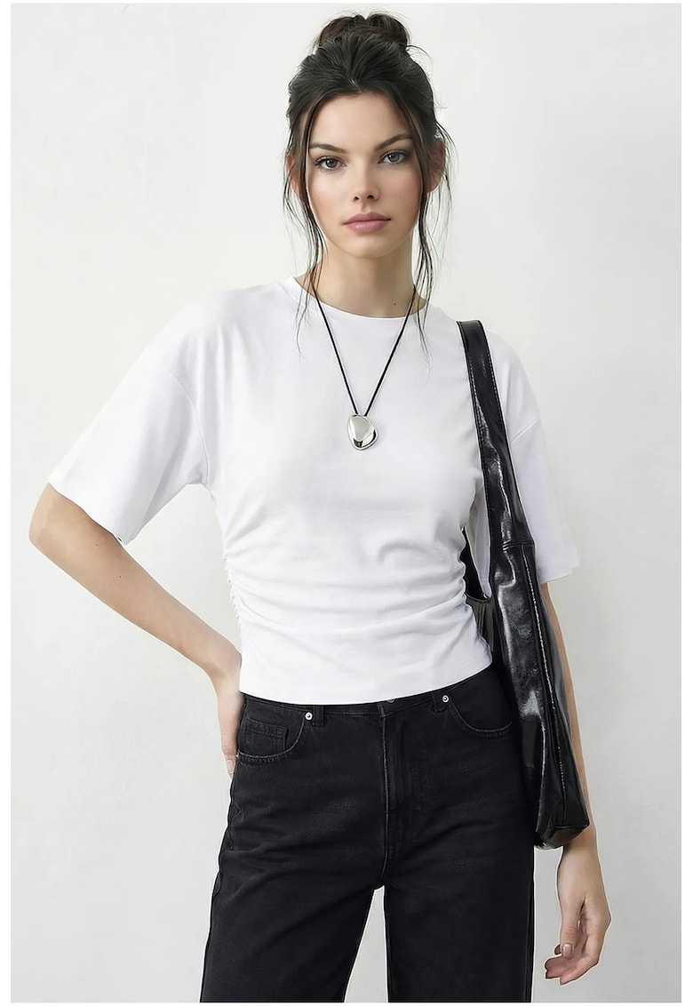 Tricou dama Regular Fit - alb - bumbac-elastan