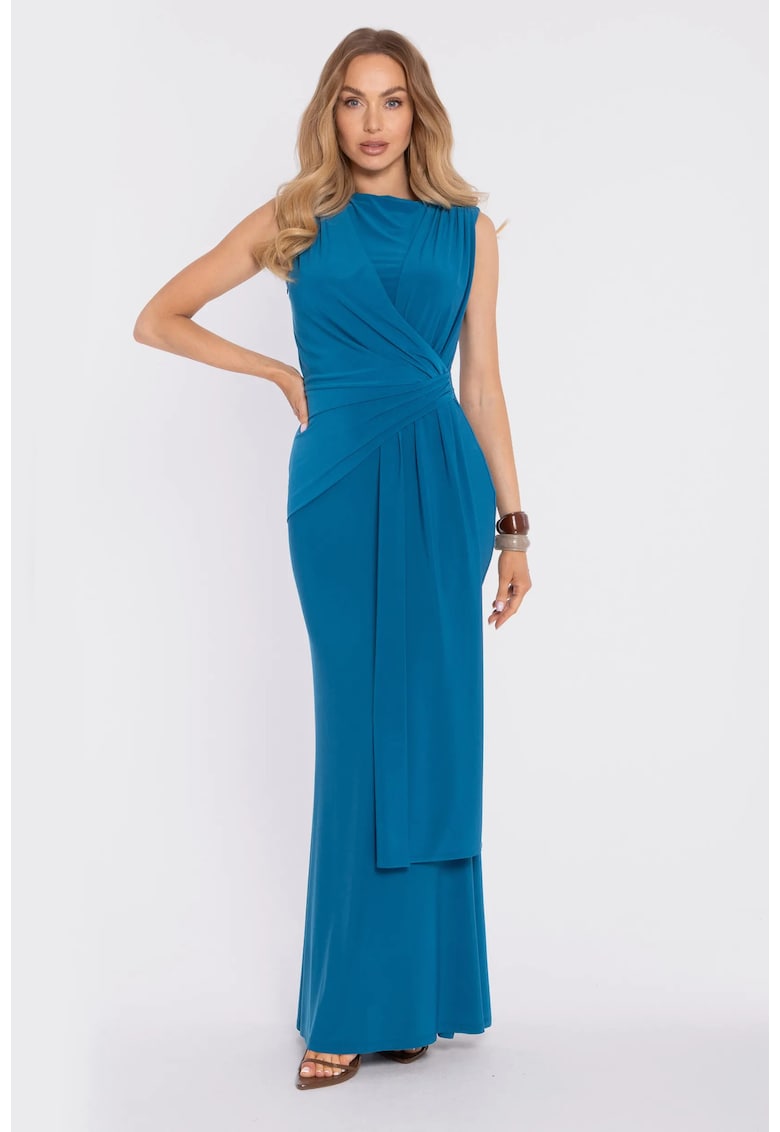 Rochie maxi eleganta cu talie accentuata si drapaj - violet deschis - Albastru oceanic