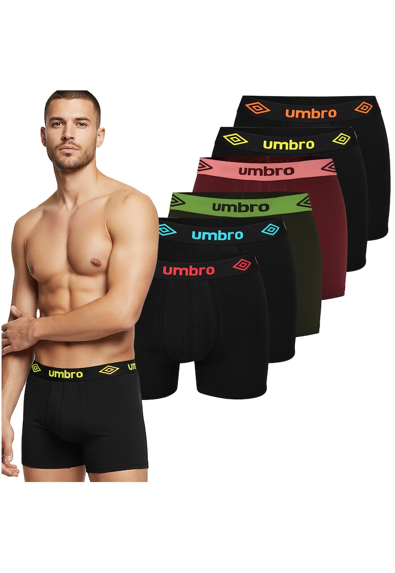Set 6 Boxeri Barbati - Bumbac - Negru/Rosu inchis/Multicolor