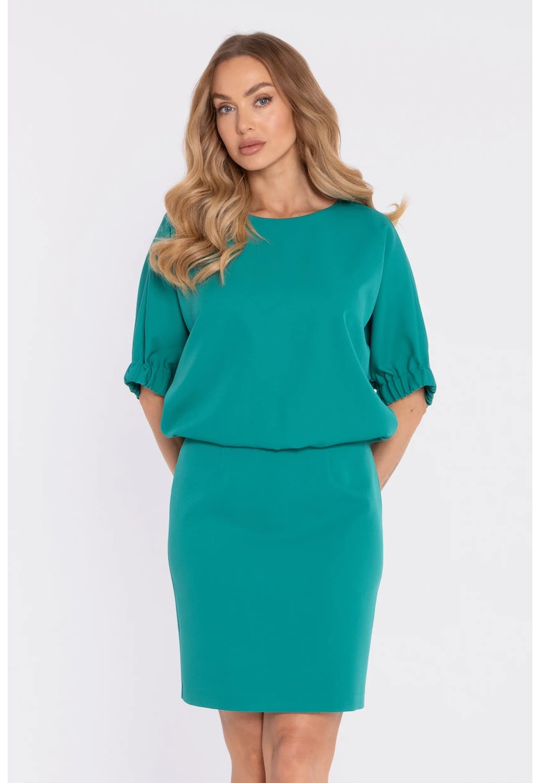 Rochie mini cu partea de sus lejera si crapatura la spate - roz bomboane - Turcoaz