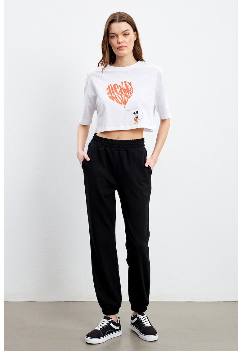 Pantaloni de trening cu talie inalta - Negru