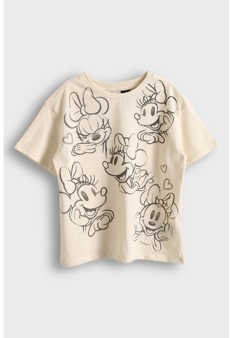 Tricou lejer cu imprimeu cu Minnie Mouse - Negru/Bej deschis