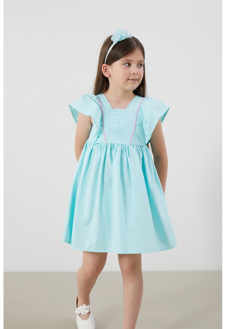 Rochie fara maneci cu volane - Turcoaz deschis