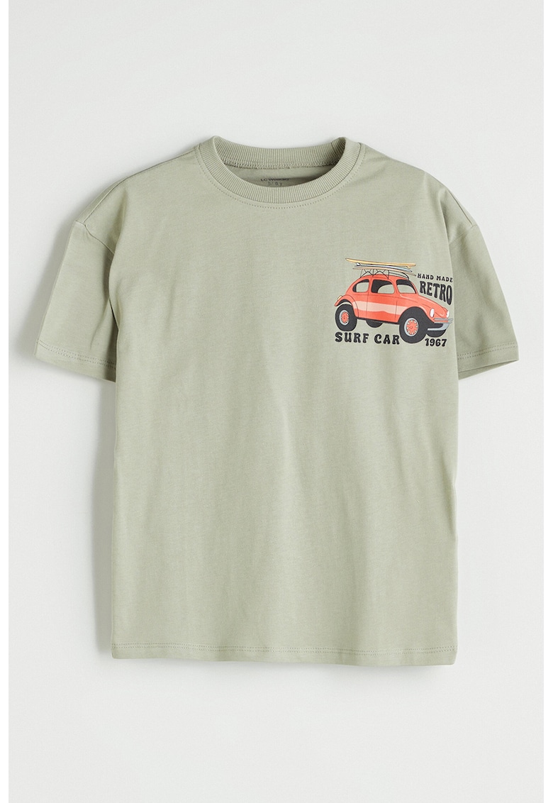 Tricou din bumbac cu imprimeu cu masini - Verde deschis