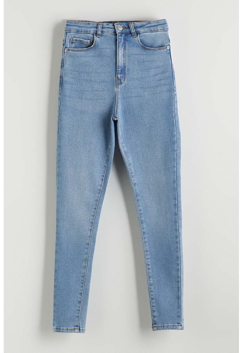 Blugi super skinny cu talie inalta - Albastru deschis