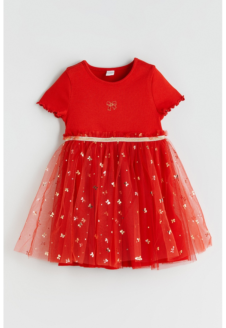 Rochie evazata cu tul - Rosu