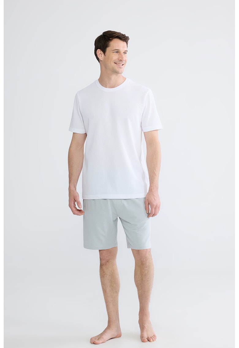 Pantaloni scurti de pijama cu snur - Gri deschis