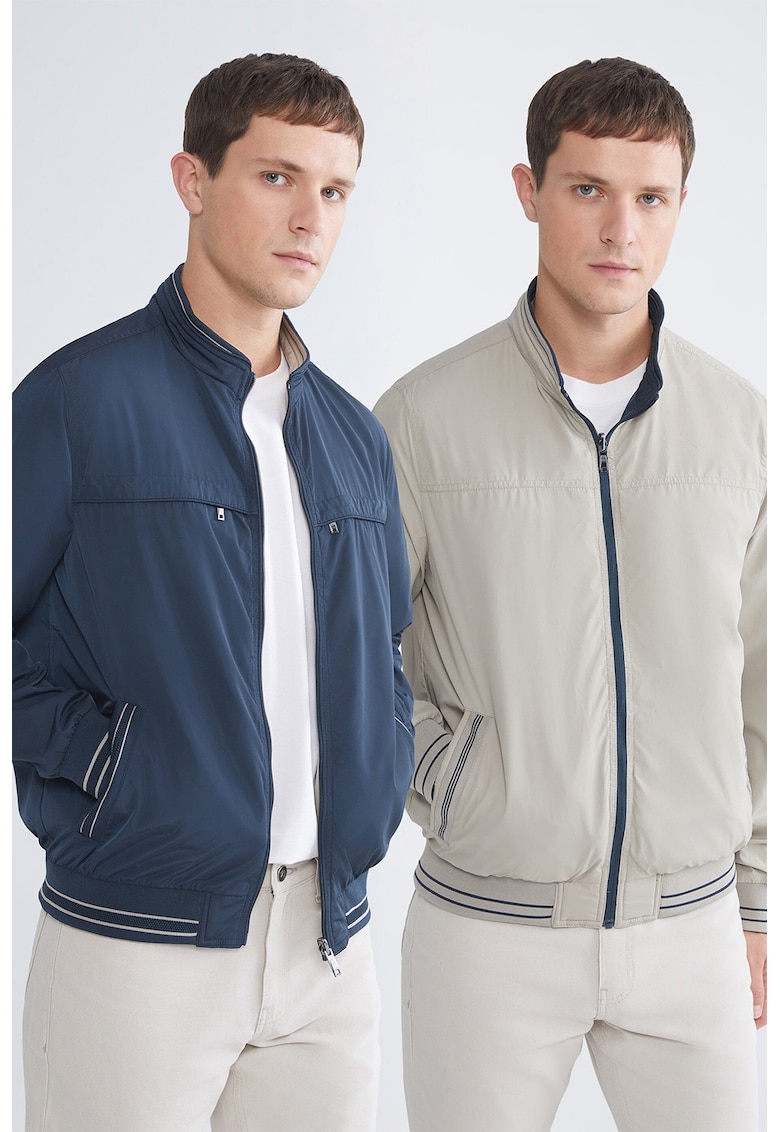 Jacheta bomber cu model reversibil - Gri deschis/Bleumarin