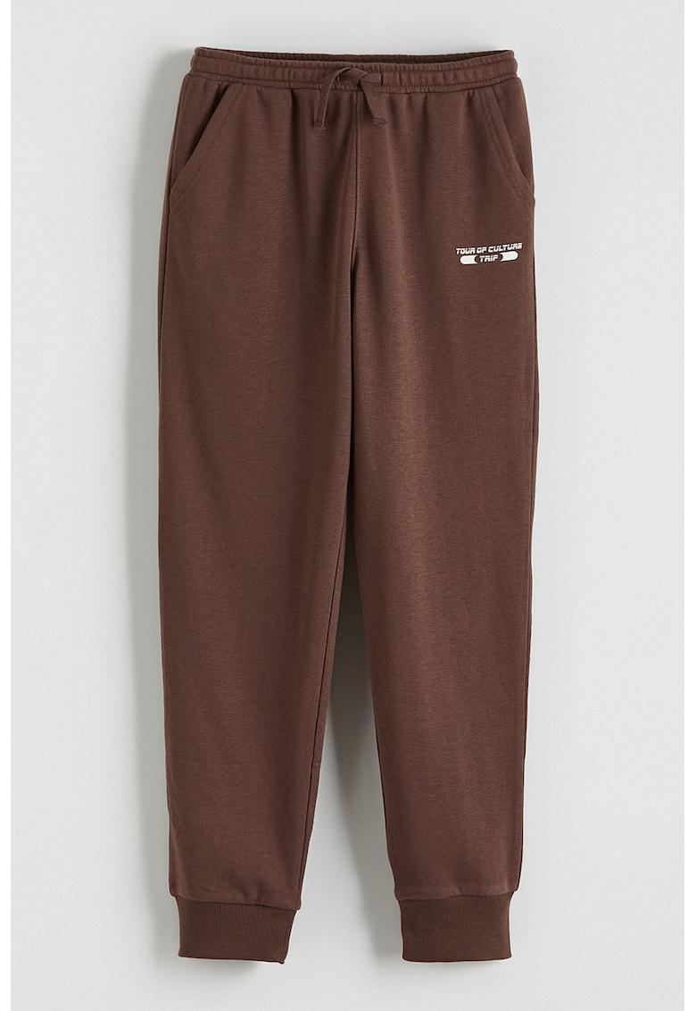 Pantaloni de trening din amestec de bumbac cu croiala conica - Maro
