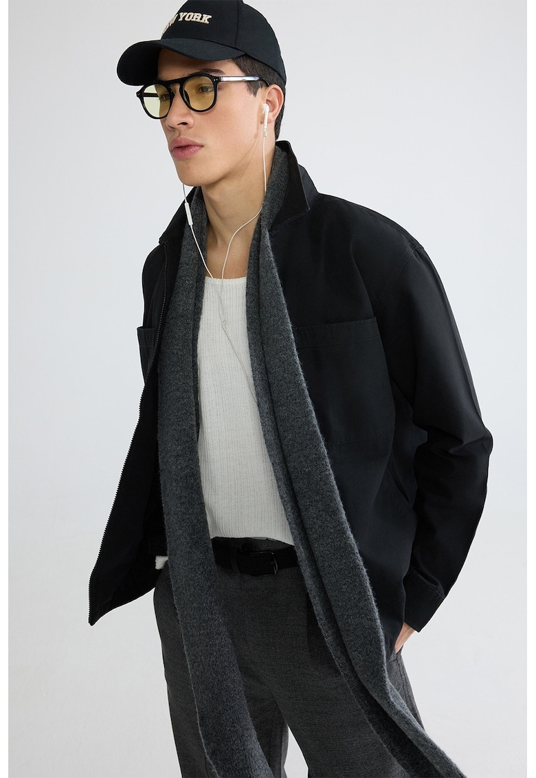 Jacheta regular fit din denim cu fermoar - Negru