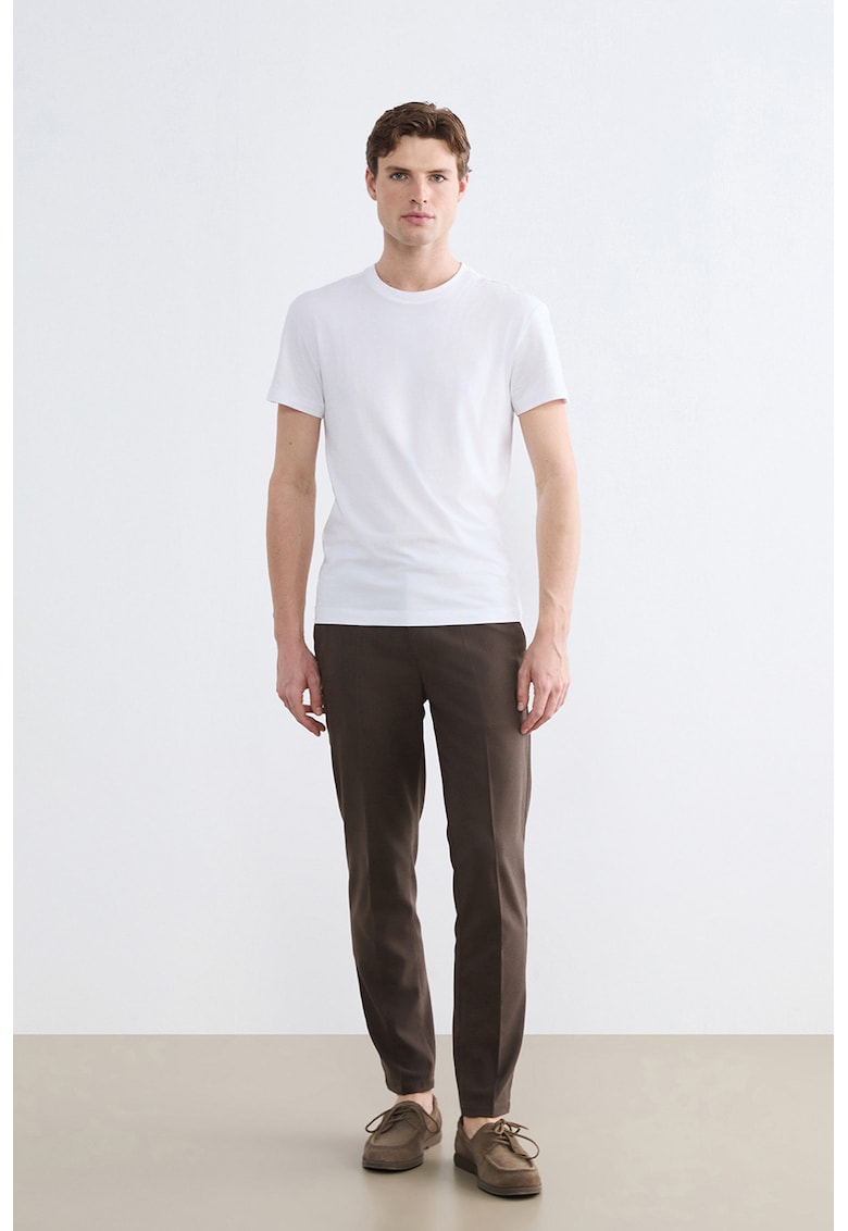 Tricou uni din amestec de bumbac si modal - Alb