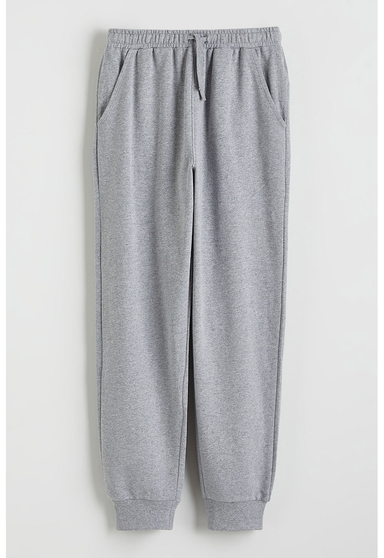 Pantaloni de trening cu croiala conica si snur - Gri melange