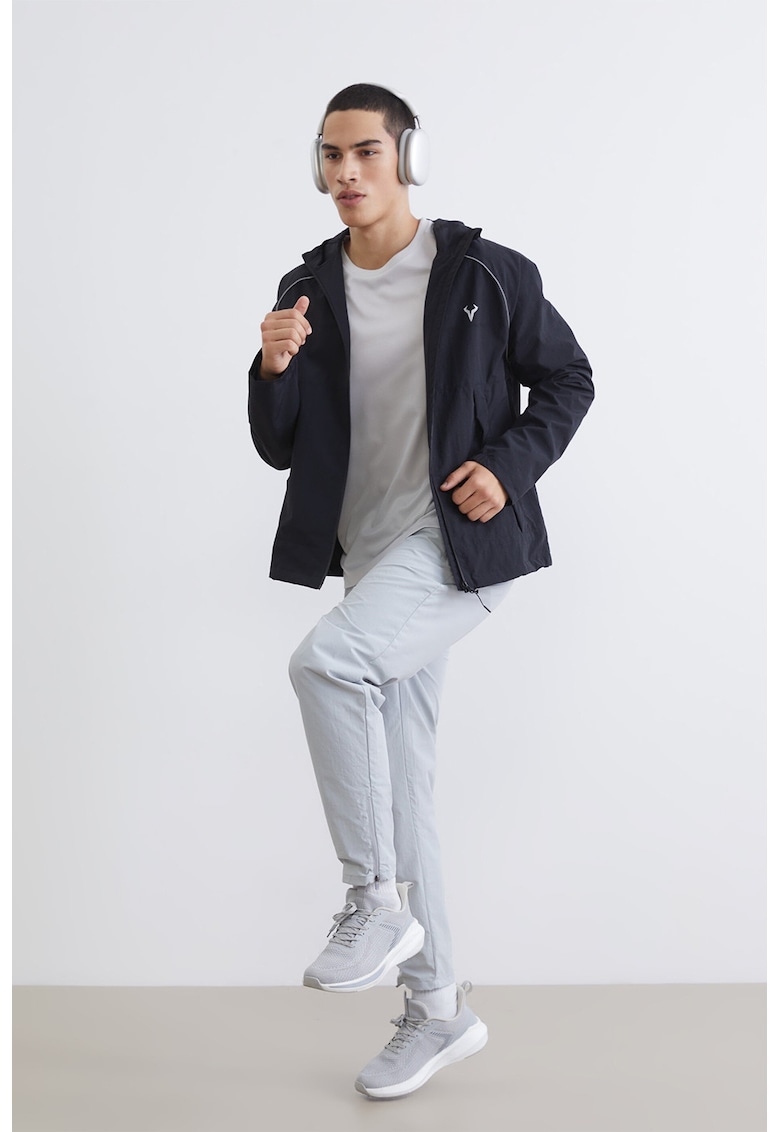 Pantaloni de trening regular fit cu slituri cu fermoar la glezne - Gri deschis