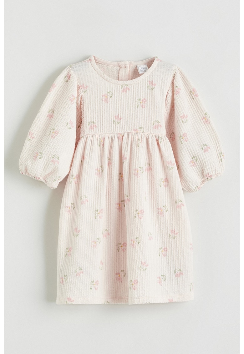 Rochie din amestec de bumbac cu model floral - Verde/Roz pastel