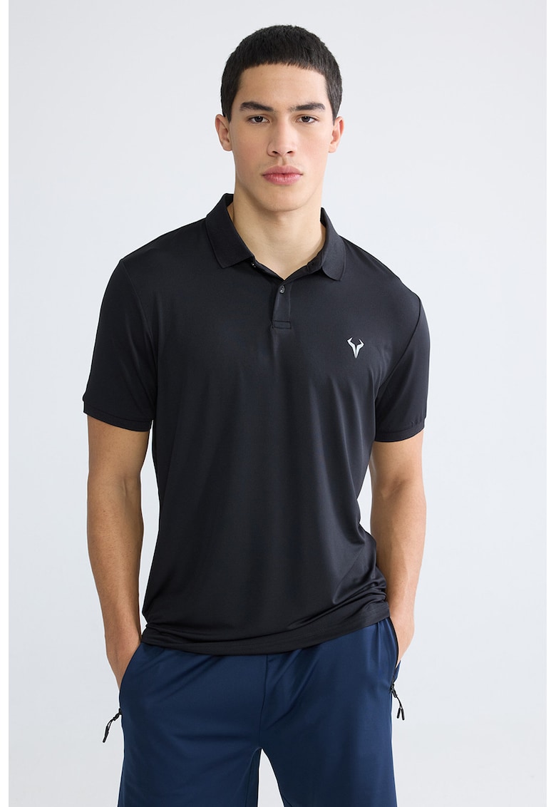 Tricou polo slim fit - Alb/Gri inchis