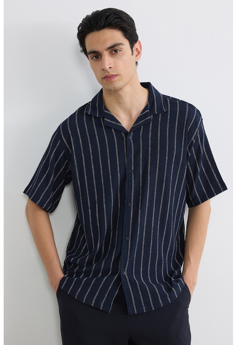 Camasa regular fit cu dungi - Alb/Albastru ultramarin